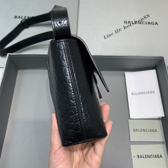 Balenciaga巴黎世家專櫃爆款小號鱷魚黑Hourglass沙漏包 fyj1813